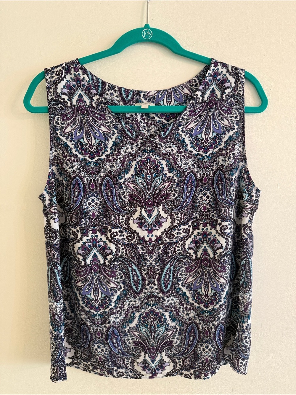 Talbots Sleeveless Paisley Tank - Purple & Teal Size Medium NWOT